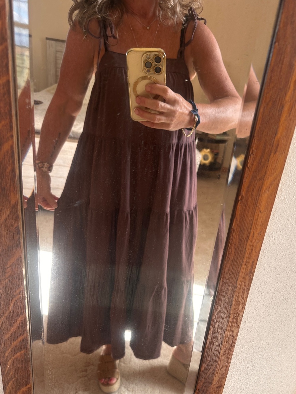 American Eagle Outfitters Brown Tiered Maxi Dress- NWT XS